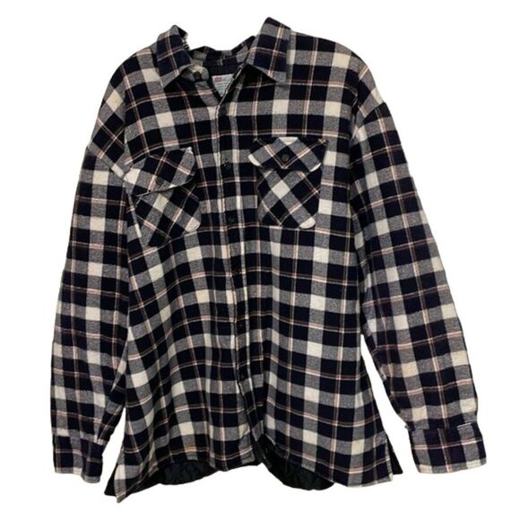 Royal Knight Other - Royal Knight Vintage Flannel Shacket Shirt Jacket Mens XL Black Plaid Quilted
